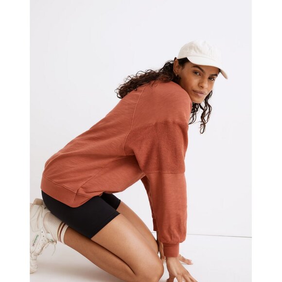 Madewell MWL Oversized Raglan Sweatshirt in Weathered Brick - Picture 3 of 14